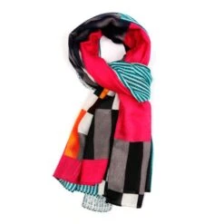 Multi Striped Scarf Pink