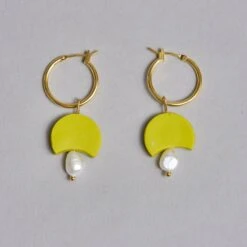 Green & Drop Pearl Earrings By Love Kiki