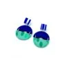 Alice Neel Blue Stripes & Teal Circular Drop Earrings -Books Store BlueTealRound