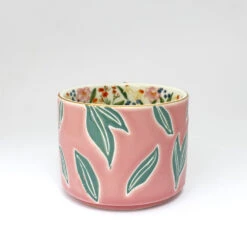 Eden Leaf Pink Ceramic Mug -Books Store EDECUPLEA 2