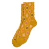 Embossed Floral Emblem Yellow Women's Socks
