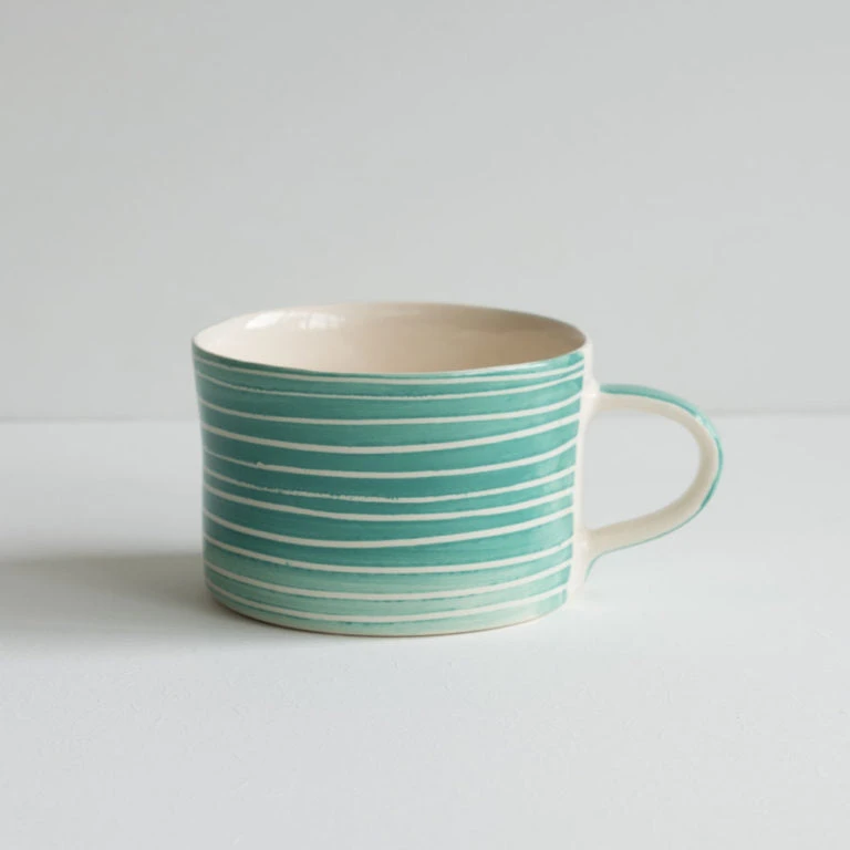 Sgraffito Striped Ceramic Mug 3 Sgraffito Striped Ceramic Mug
