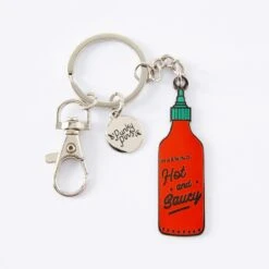 Hot And Saucy Bottle Enamel Keyring
