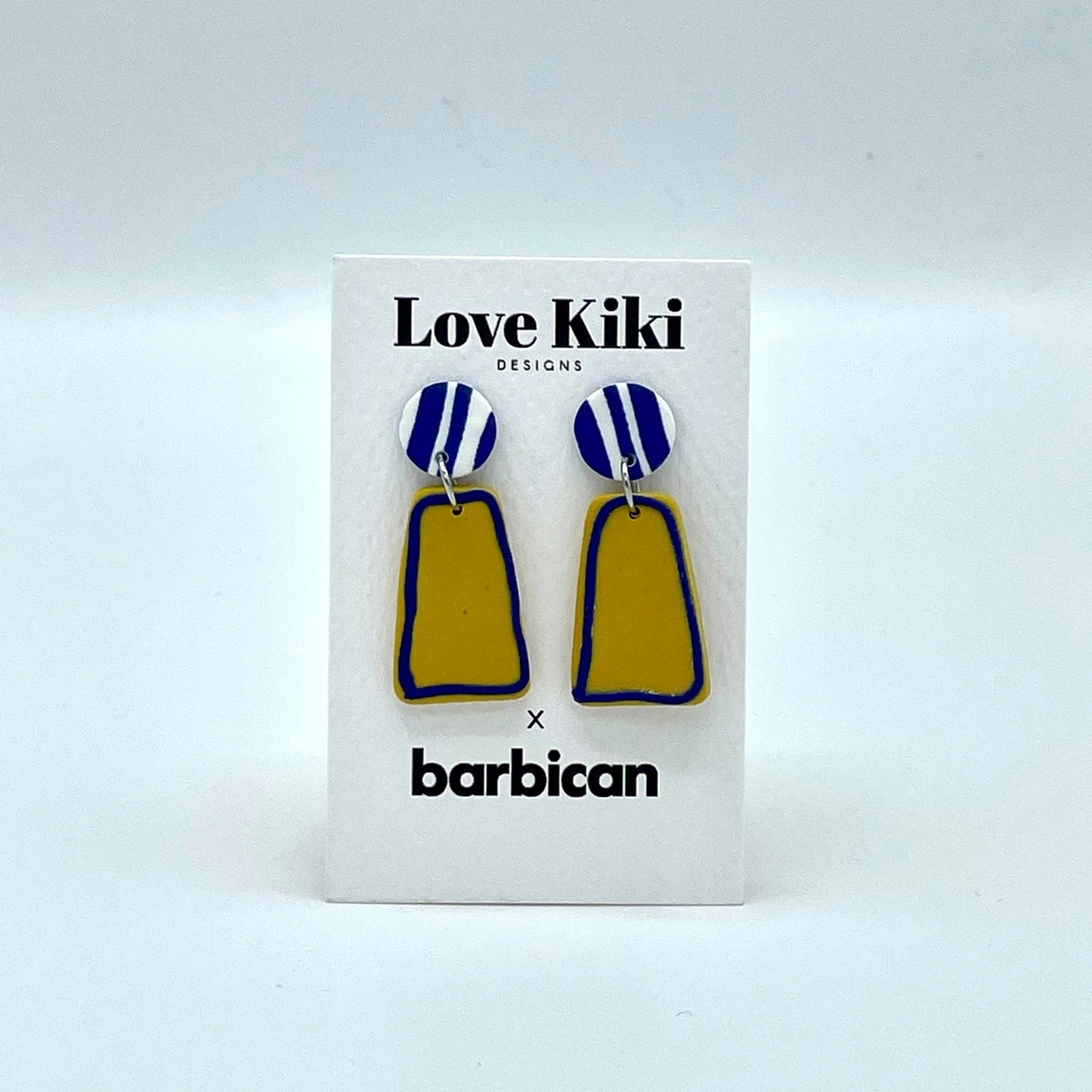 Alice Neel Blue Stripe Outline Yellow Drop Earrings 4 Alice Neel Blue Stripe Outline Yellow Drop Earrings - Image 2